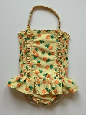 Rachel Riley Girl's Pineapple Paradise Ruched Swimsuit - Size 2Y